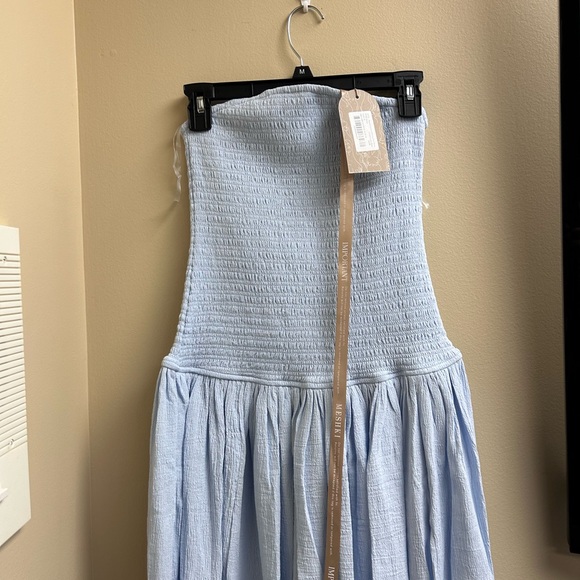 Blue full length, Meshki “Maureen” Cotton Shirring Dress - Picture 3 of 3